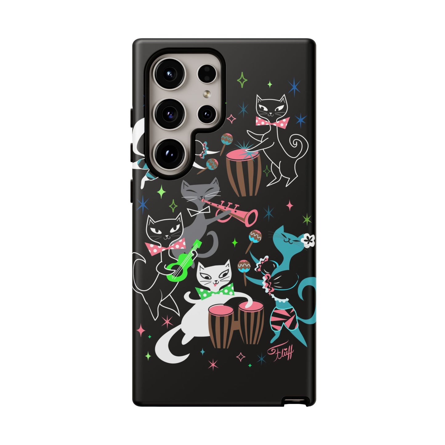 Mambo Kitties Band on Black • Tough Phone Case