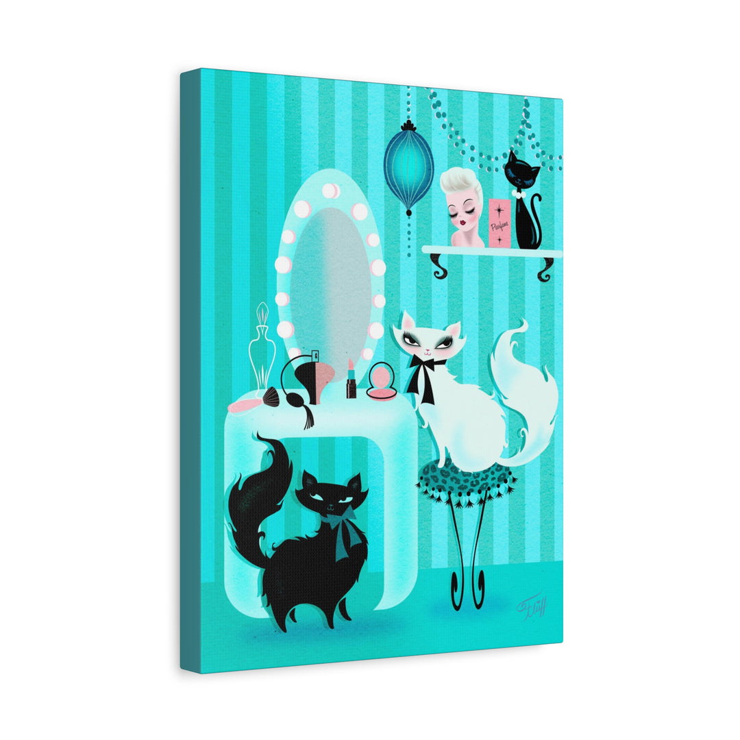 Kitties in the Boudoir Mint • Canvas Gallery Wrap