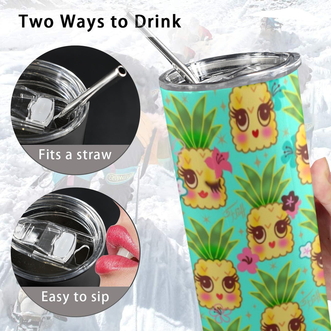 Happy Pineapples Aqua • Tall Tumbler 20oz