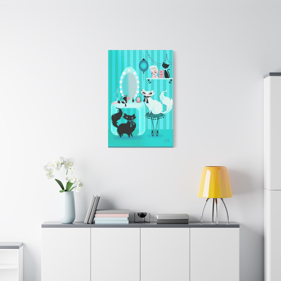 Kitties in the Boudoir Mint • Canvas Gallery Wrap