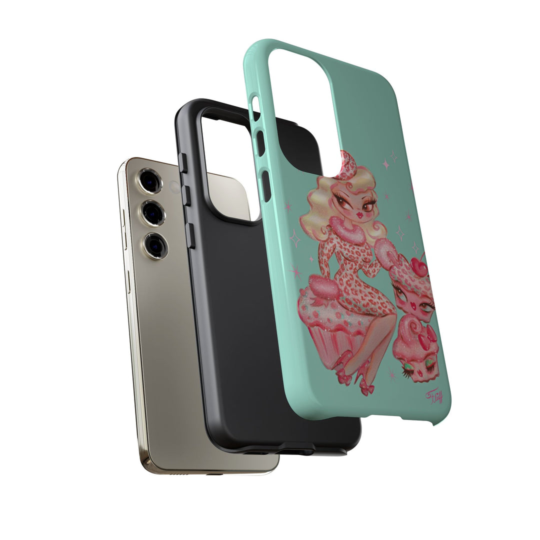 Leopard and Pink Cupcake Girl • Tough Phone Case