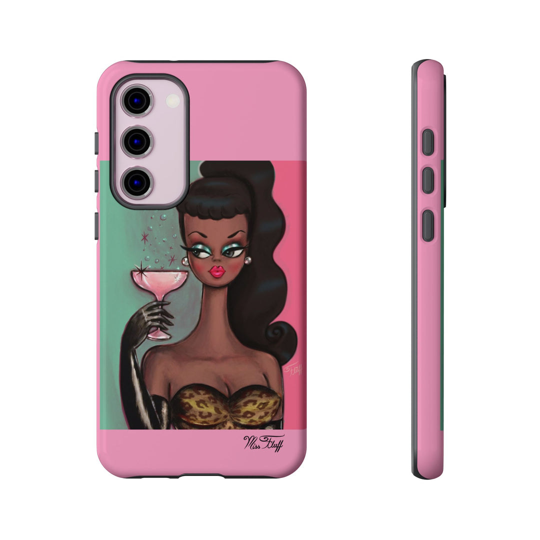 Brunette with Pink Champagne • Tough Phone Case