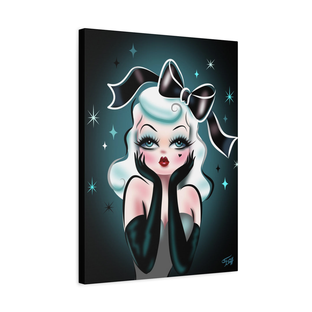 Glamour Doll with Black Bow • Canvas Gallery Wrap