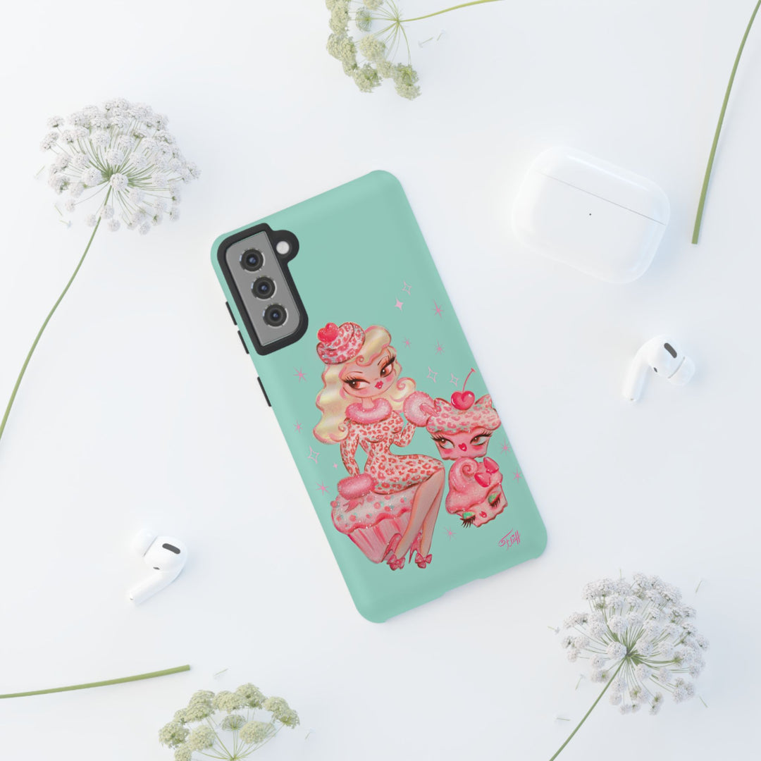 Leopard and Pink Cupcake Girl • Tough Phone Case