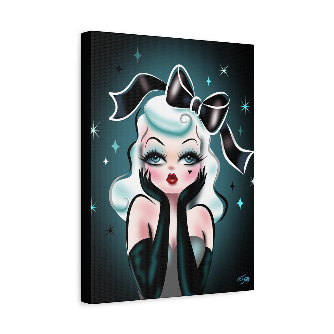 Glamour Doll with Black Bow • Canvas Gallery Wrap