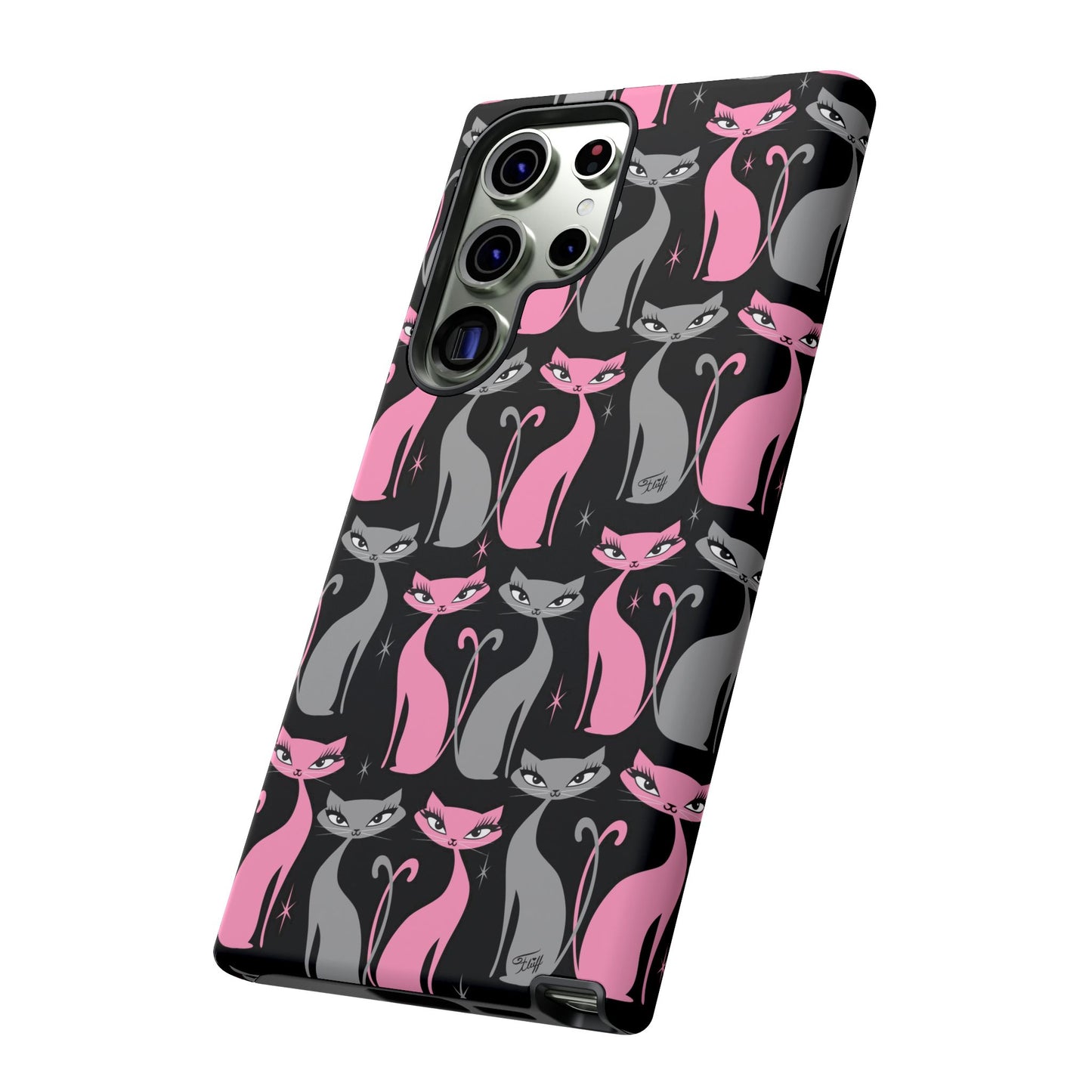 Mod Love Cats on Black • Tough Phone Case