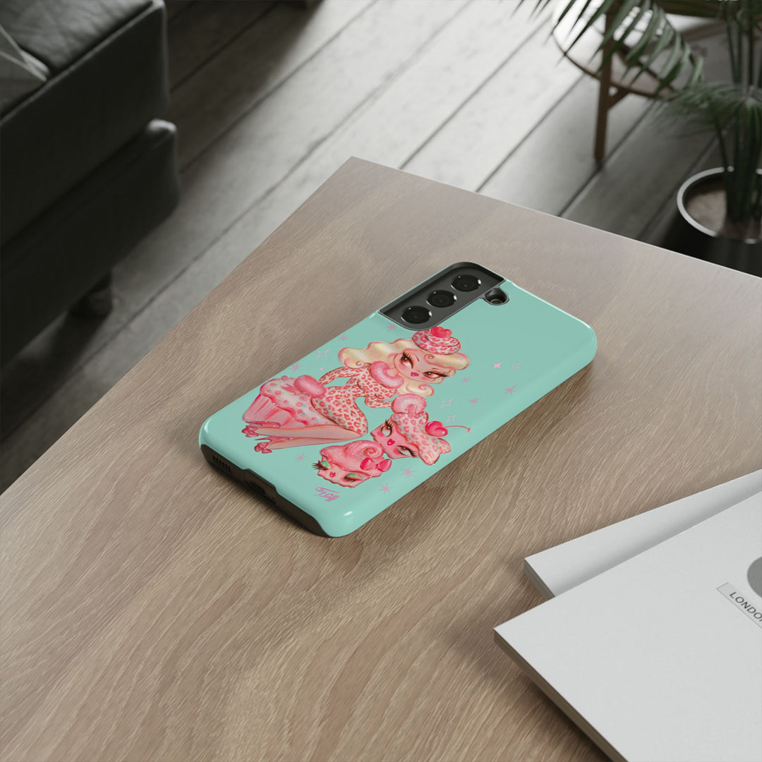 Leopard and Pink Cupcake Girl • Tough Phone Case