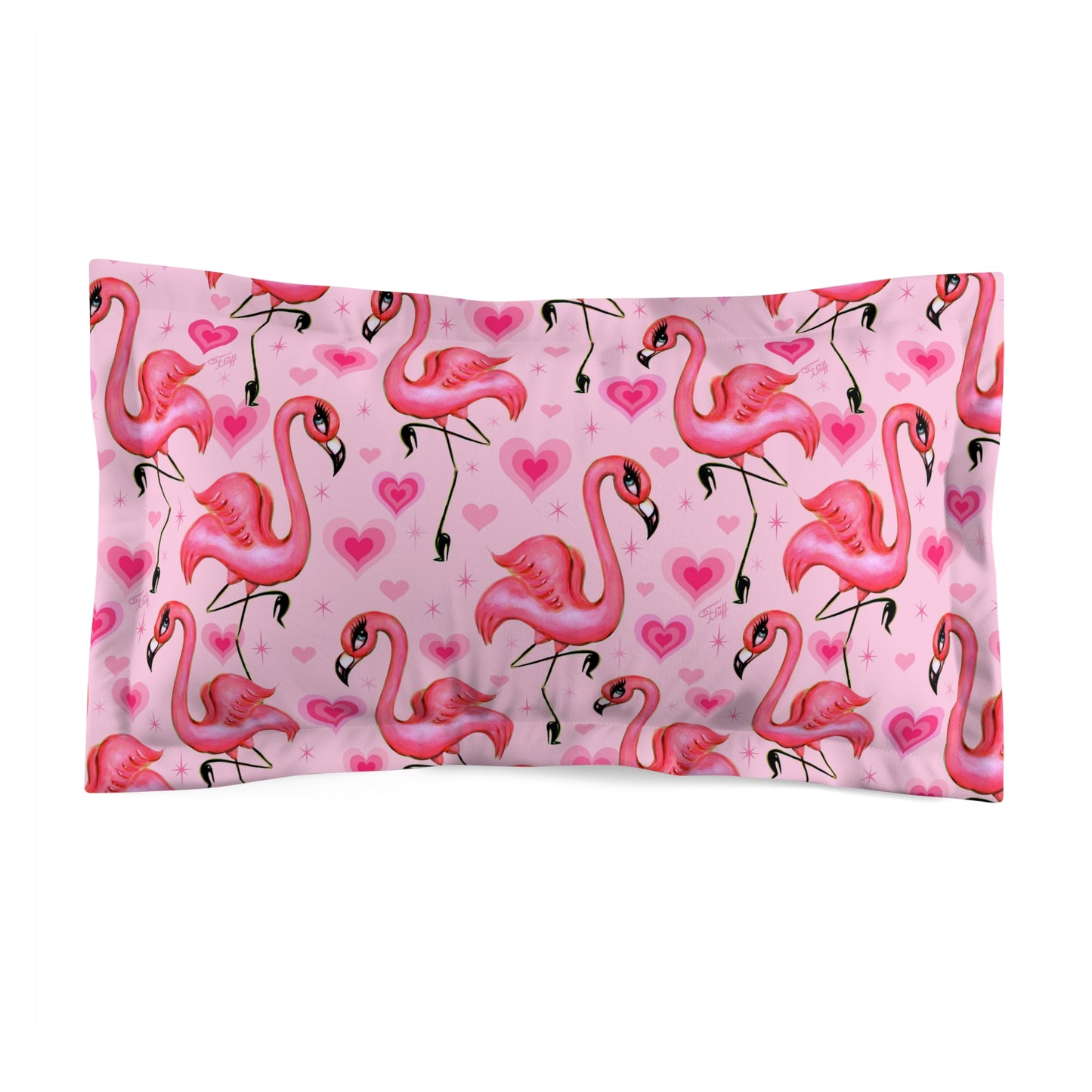 Flamingos and Hearts Pink • Pillow Sham