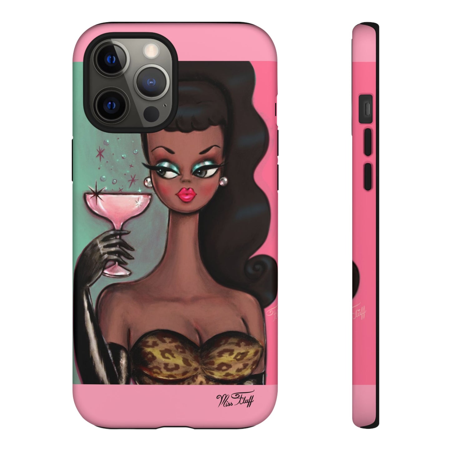 Brunette with Pink Champagne • Tough Phone Case