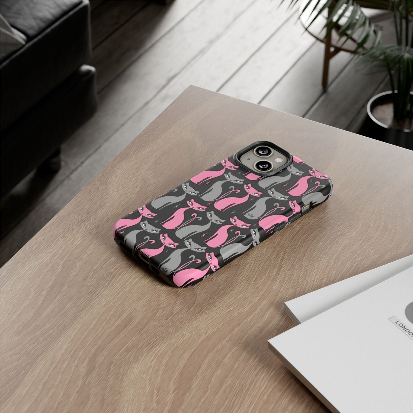 Mod Love Cats on Black • Tough Phone Case