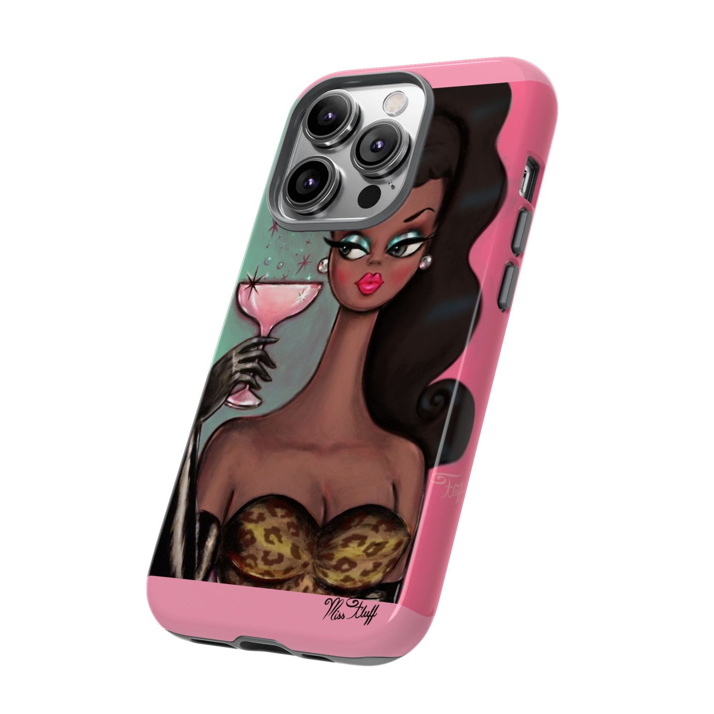 Brunette with Pink Champagne • Tough Phone Case