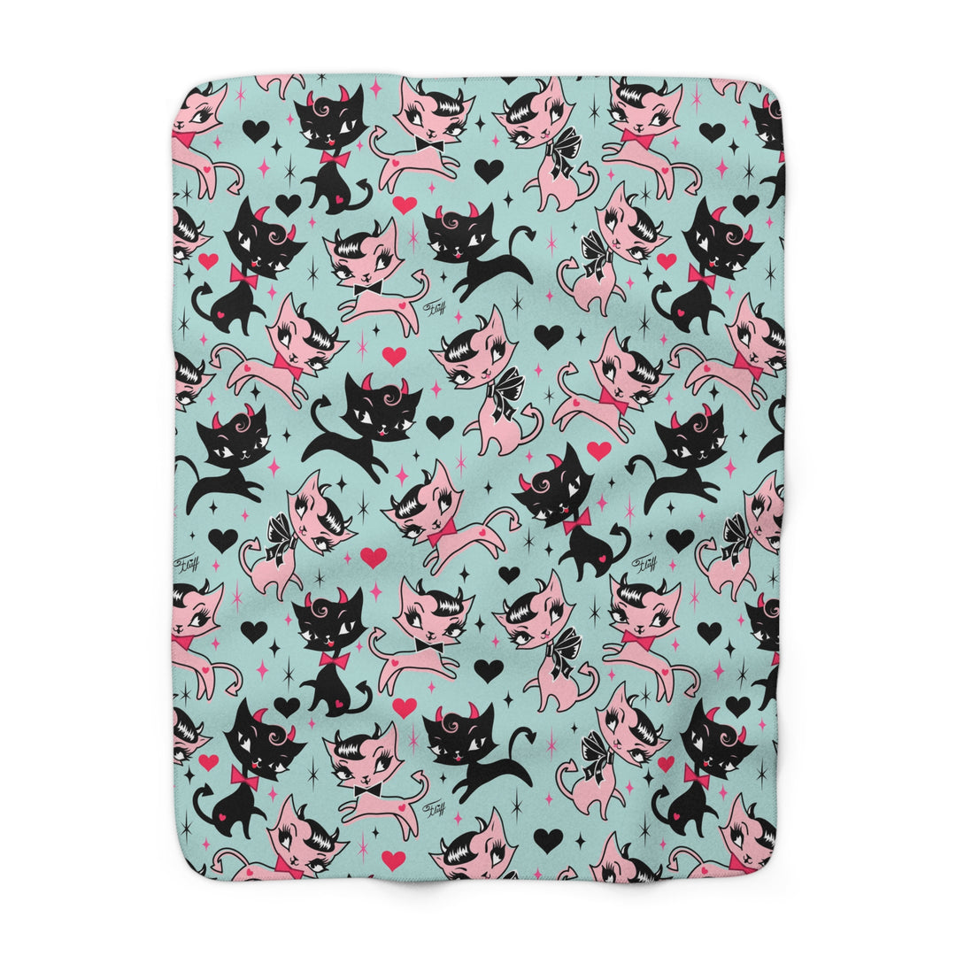 Devil Kitties Mint  • Sherpa Fleece Blanket