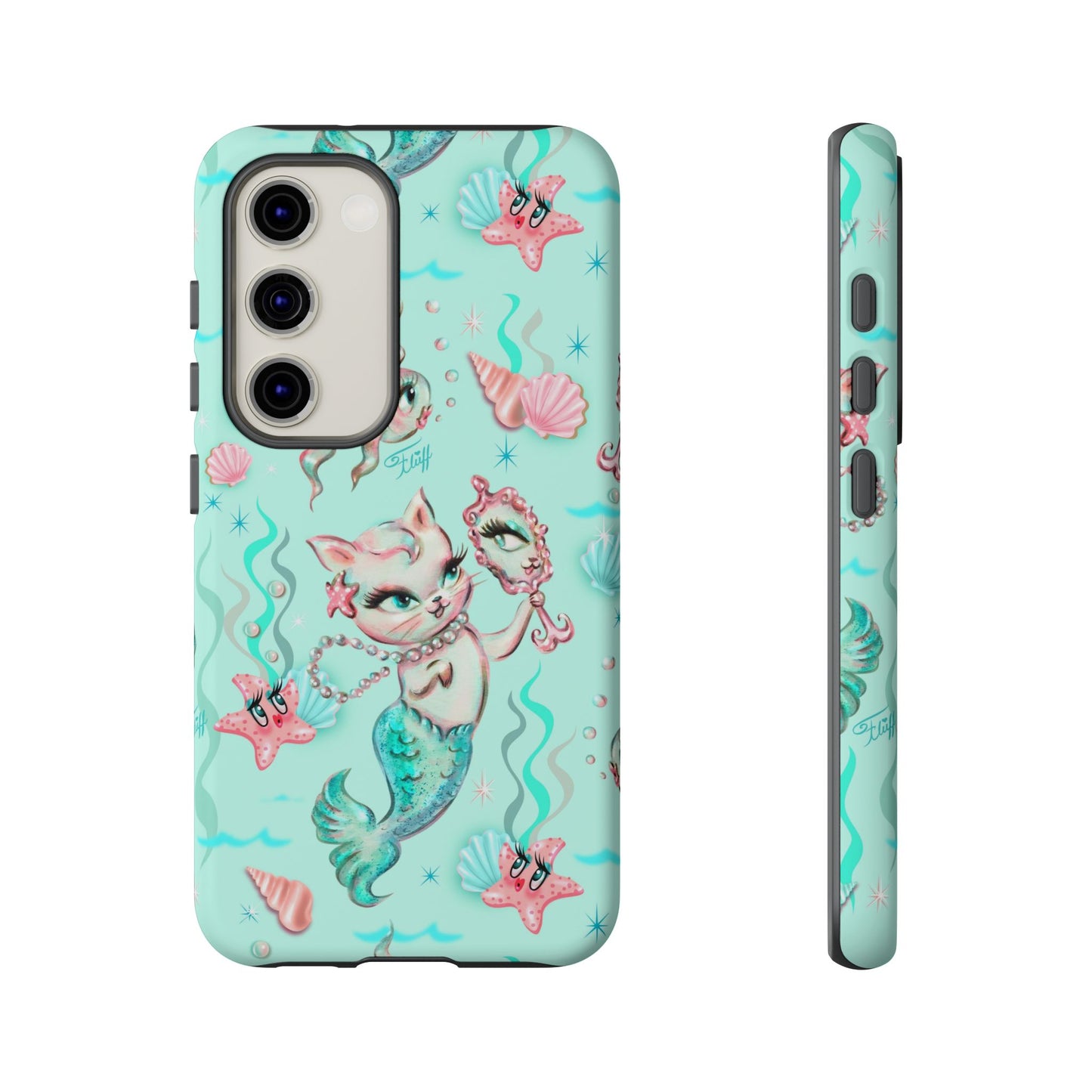 Merkitten with Pearls Aqua • Tough Phone Case