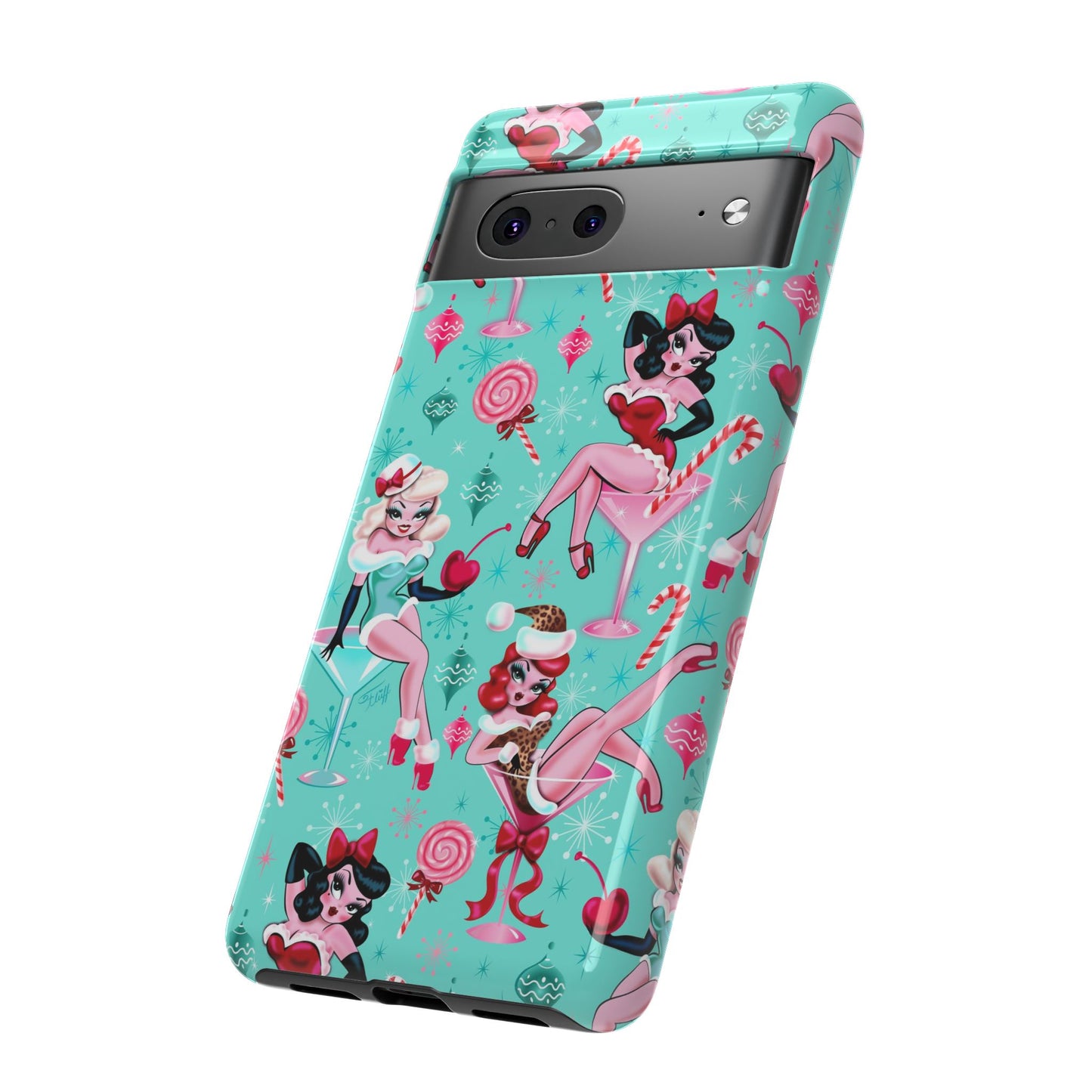 Christmas Candy Martini Pinup Girls • Tough Phone Case