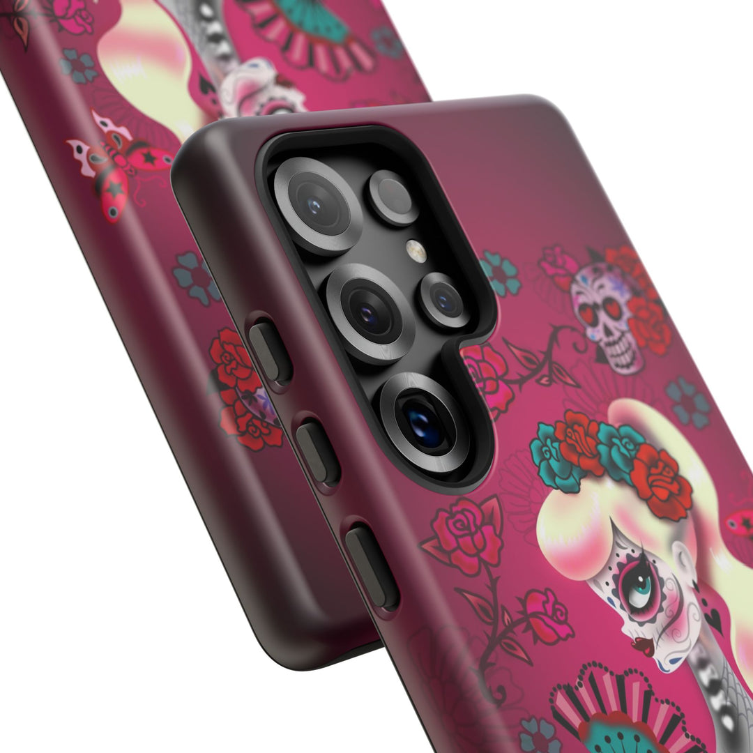 Blonde Sugar Skull Pinup Girl • Tough Phone Case