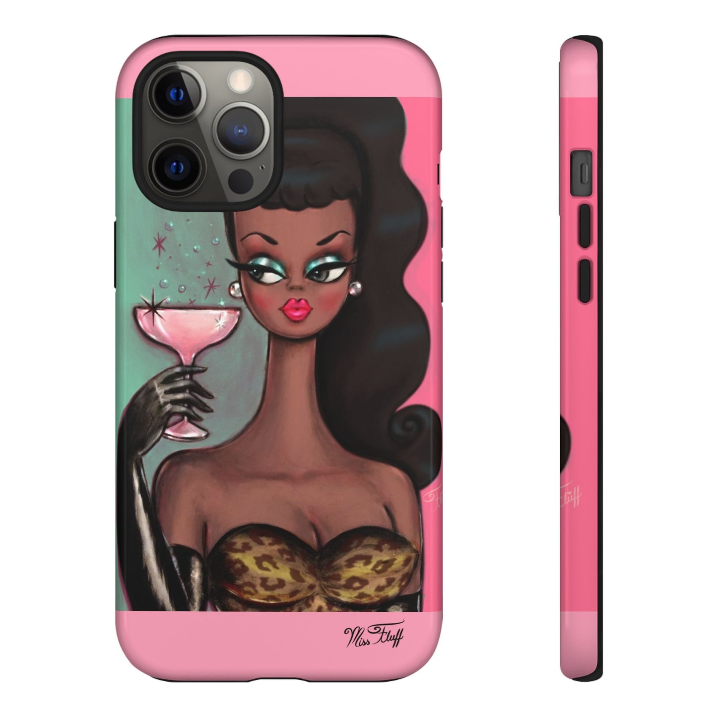 Brunette with Pink Champagne • Tough Phone Case