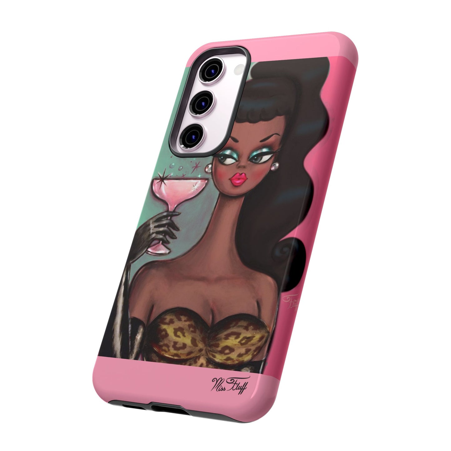 Brunette with Pink Champagne • Tough Phone Case