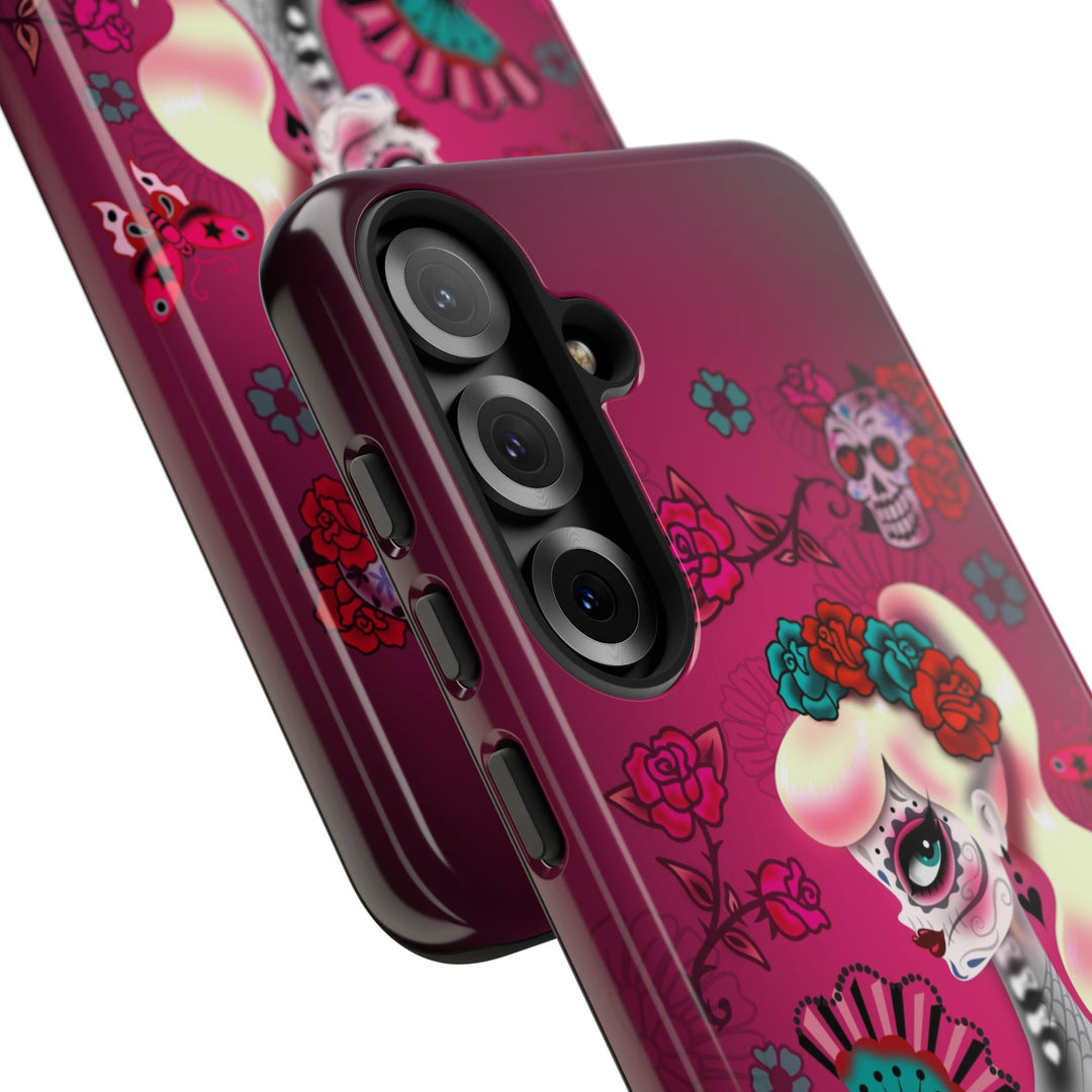 Blonde Sugar Skull Pinup Girl • Tough Phone Case