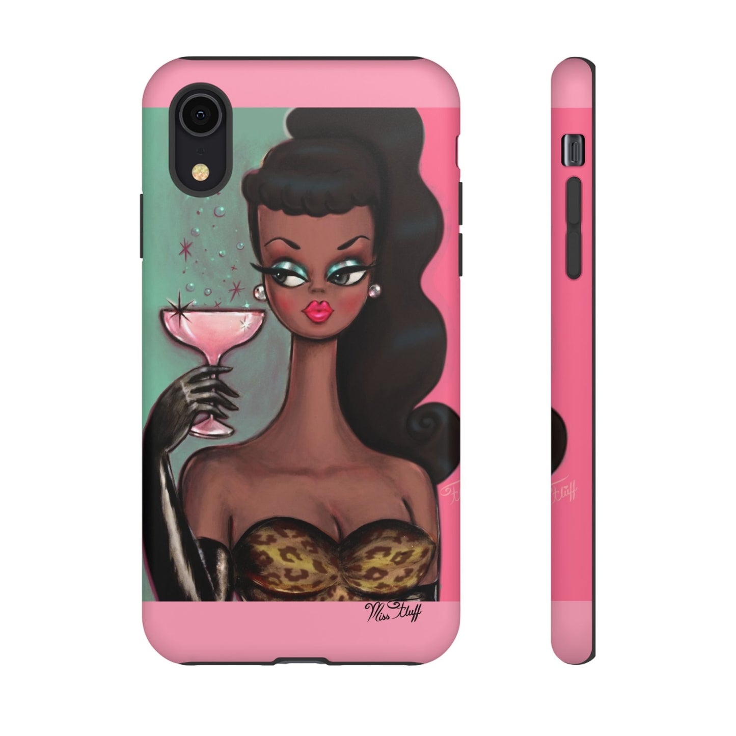 Brunette with Pink Champagne • Tough Phone Case