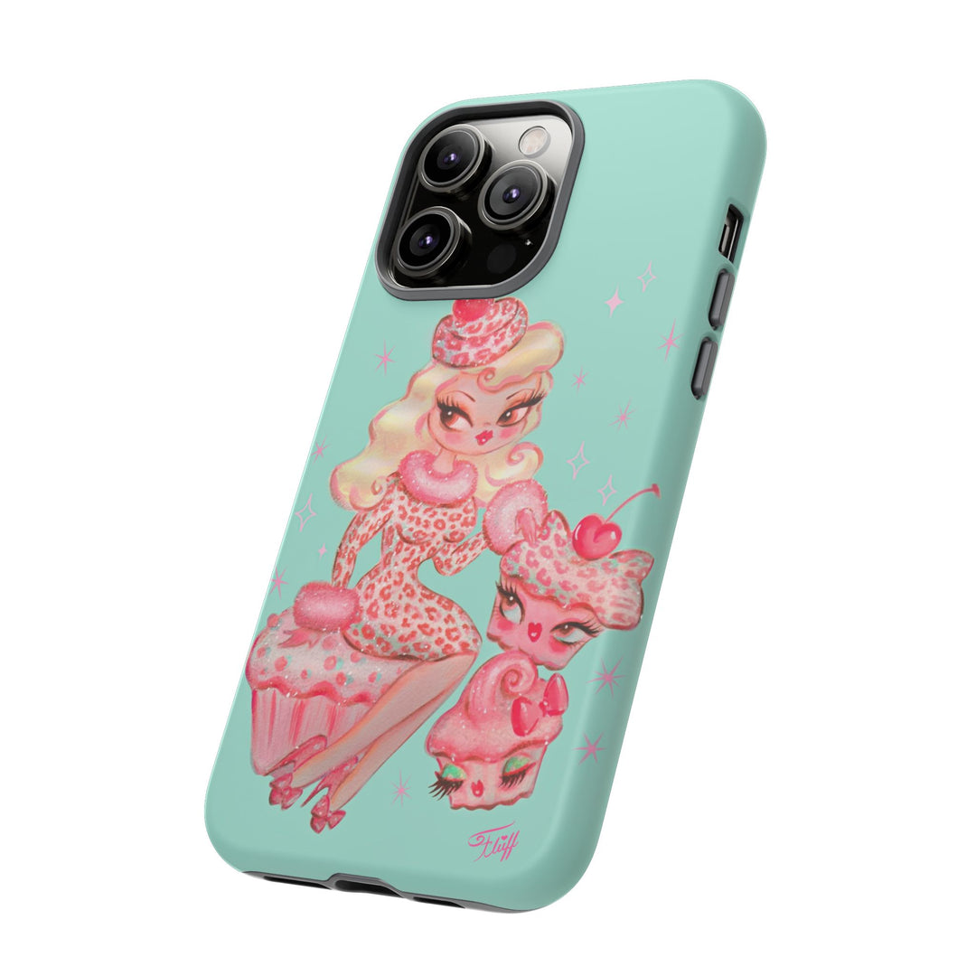 Leopard and Pink Cupcake Girl • Tough Phone Case