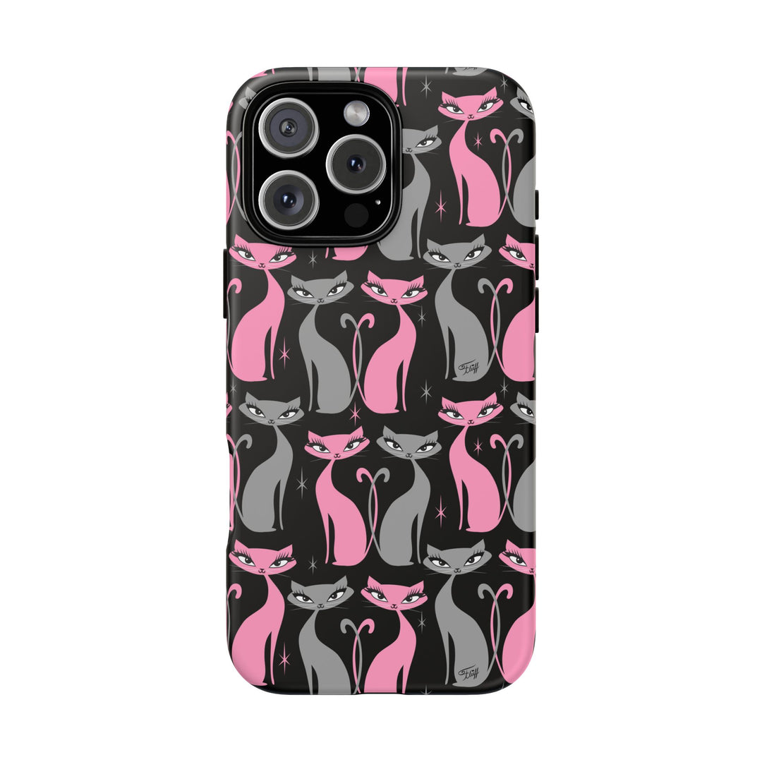 Mod Love Cats on Black • Tough Phone Case