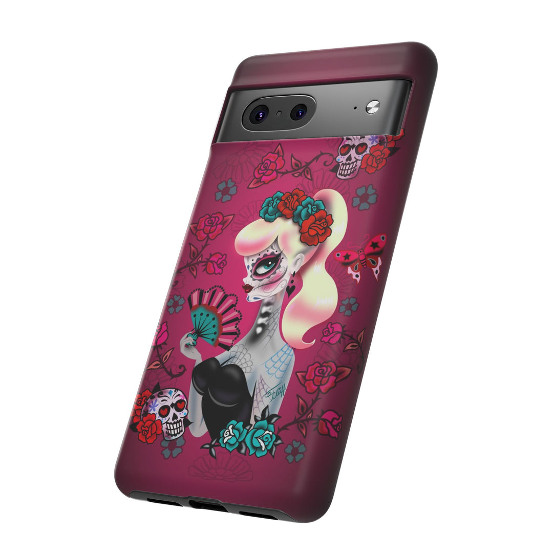 Blonde Sugar Skull Pinup Girl • Tough Phone Case