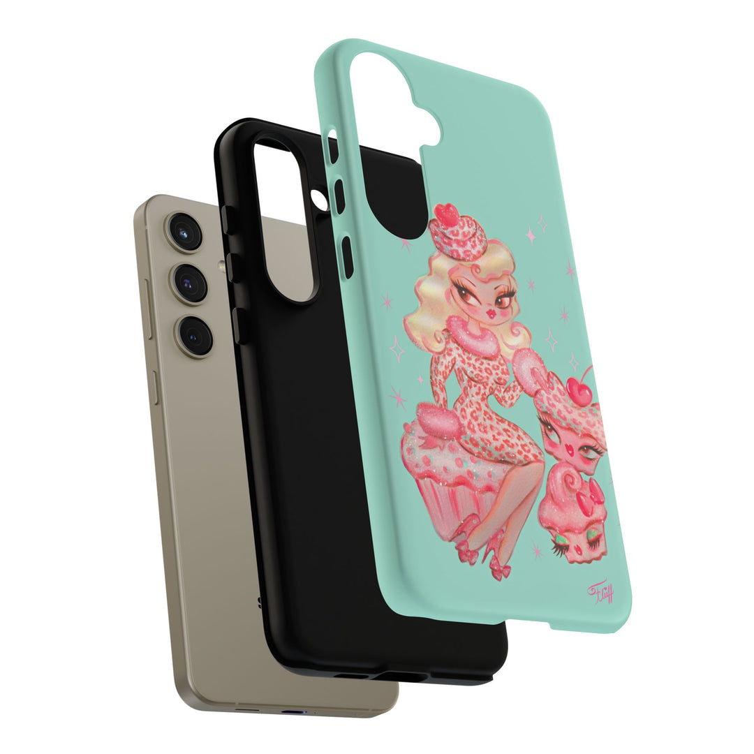 Leopard and Pink Cupcake Girl • Tough Phone Case