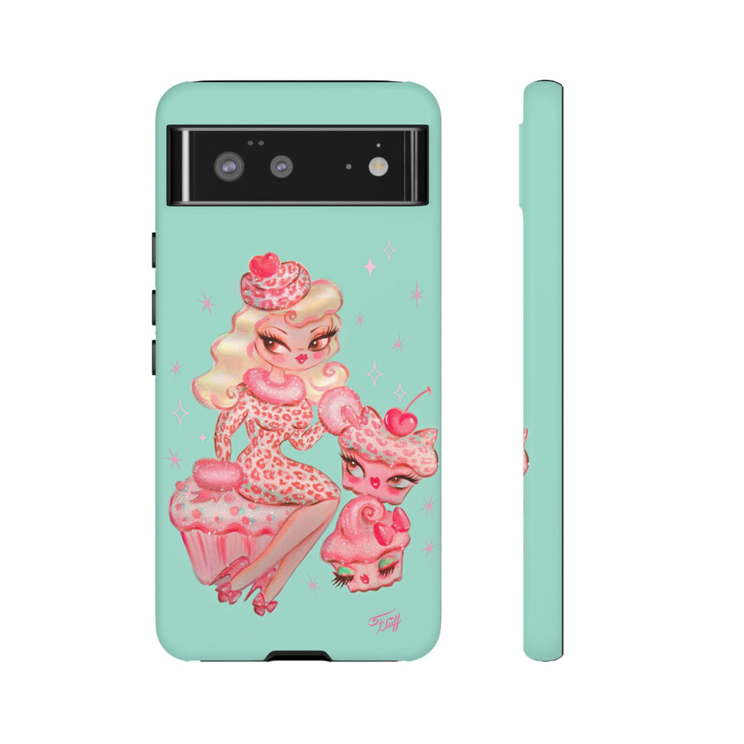 Leopard and Pink Cupcake Girl • Tough Phone Case