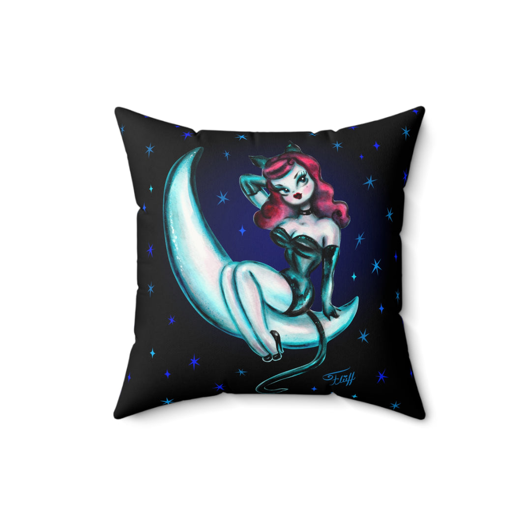 Kitten on the Moon • Faux Suede Pillow