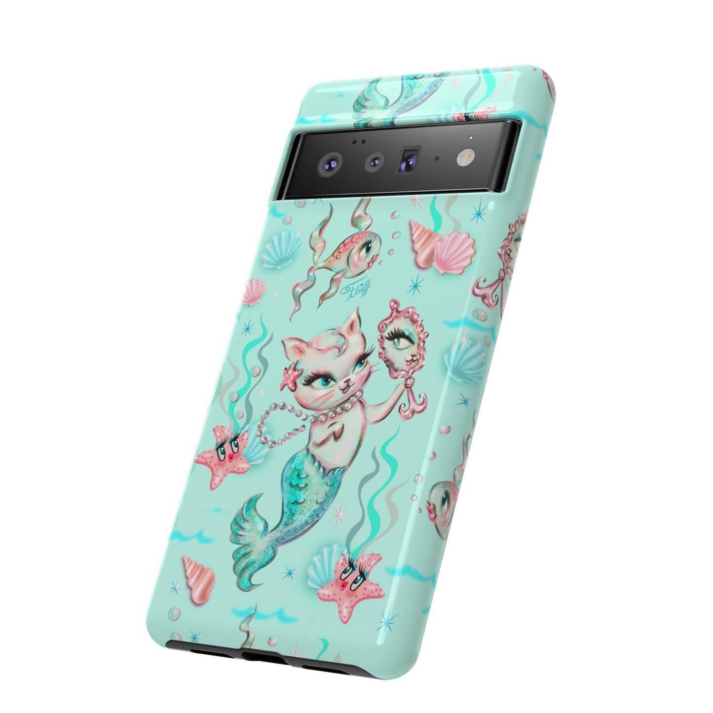 Merkitten with Pearls Aqua • Tough Phone Case