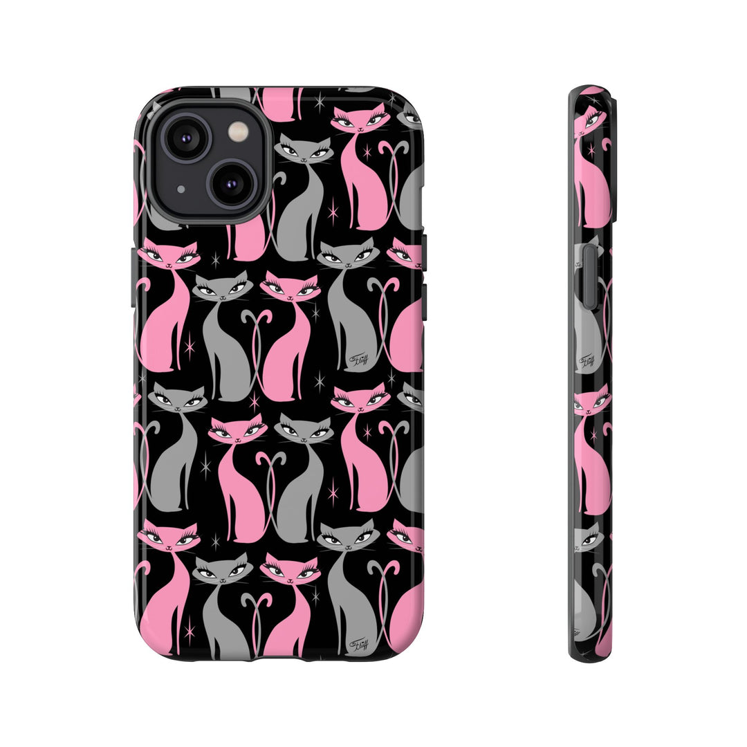 Mod Love Cats on Black • Tough Phone Case