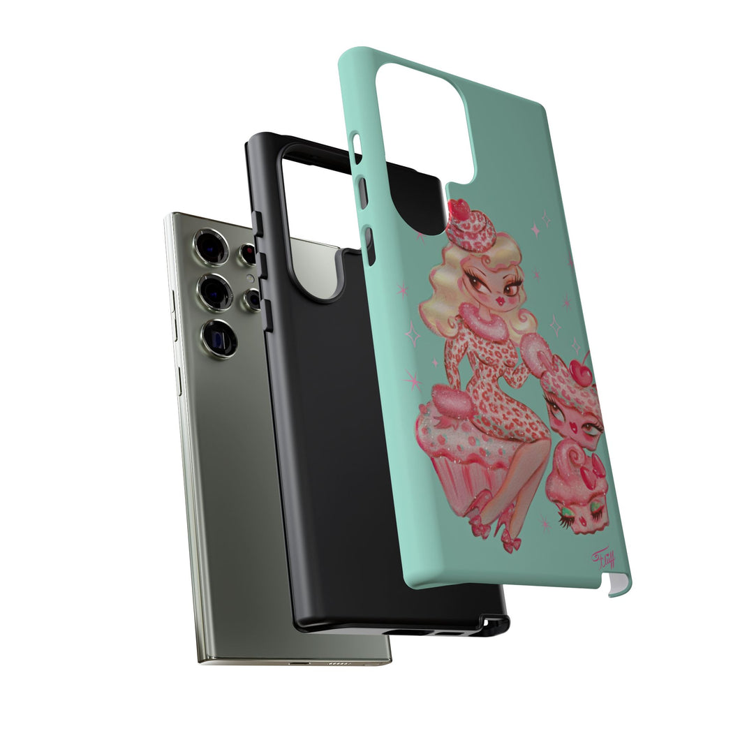 Leopard and Pink Cupcake Girl • Tough Phone Case