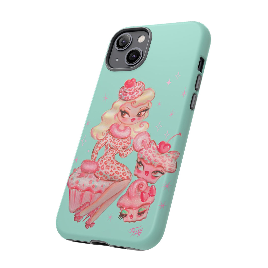 Leopard and Pink Cupcake Girl • Tough Phone Case