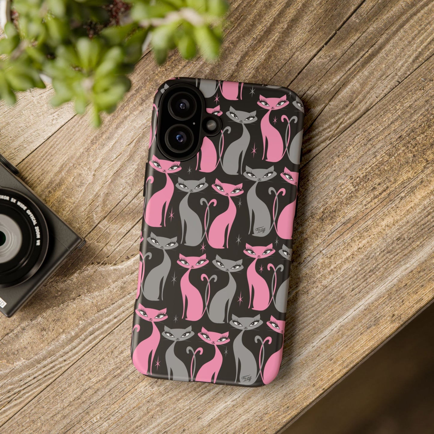 Mod Love Cats on Black • Tough Phone Case