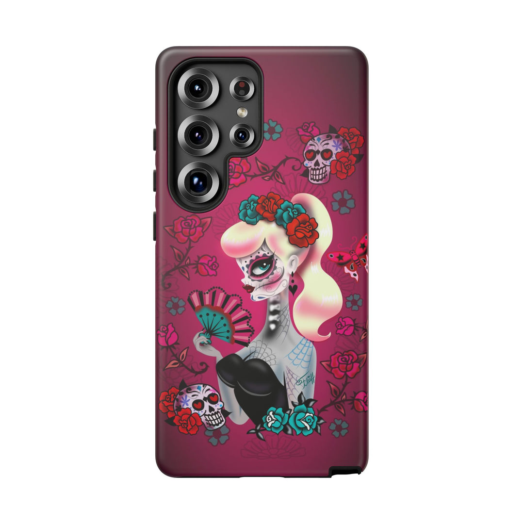 Blonde Sugar Skull Pinup Girl • Tough Phone Case