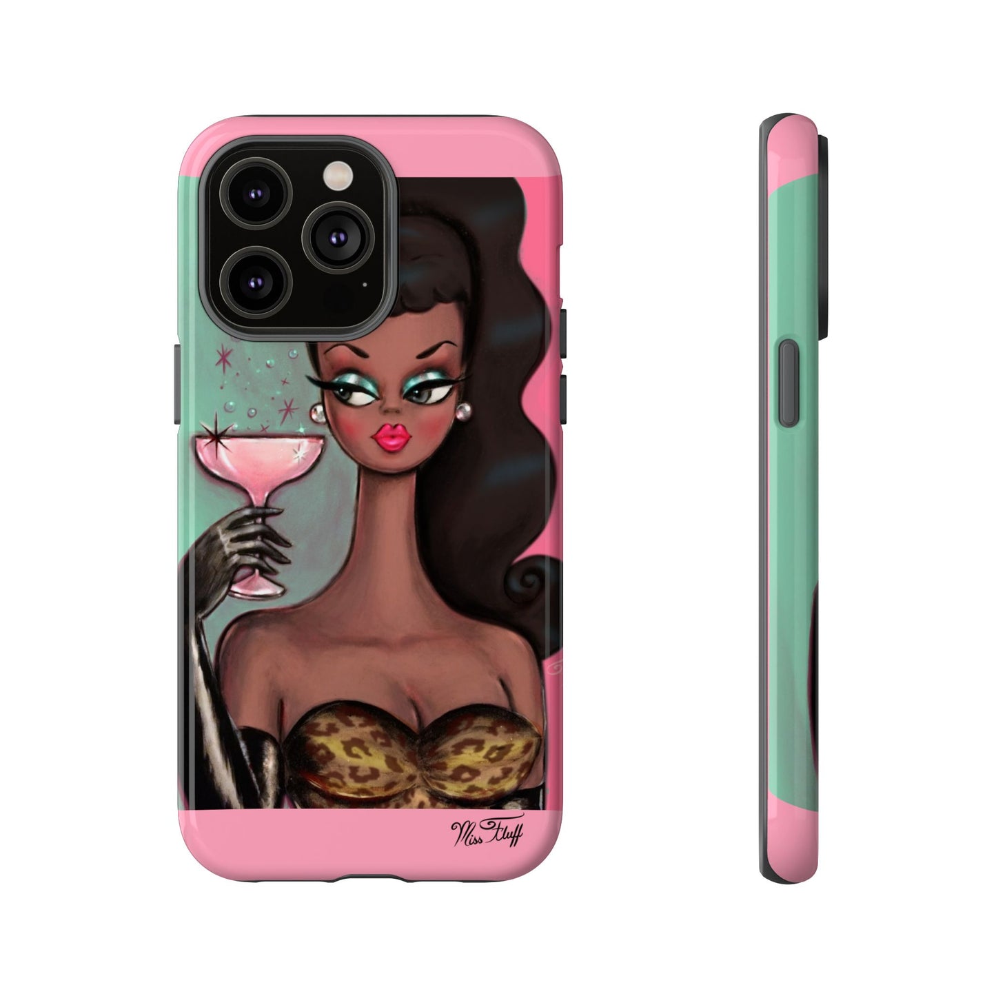 Brunette with Pink Champagne • Tough Phone Case