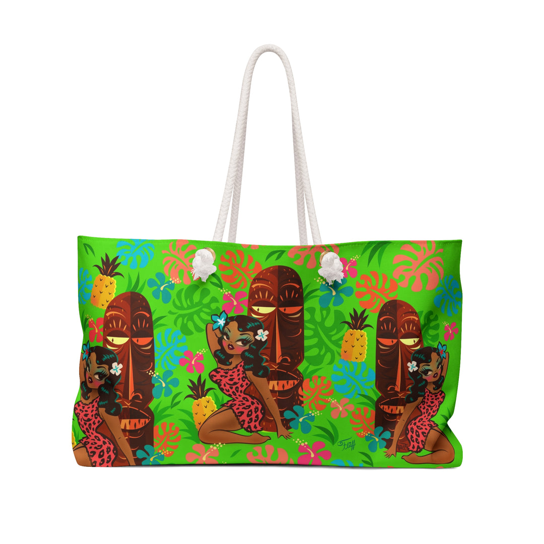 Tiki Temptress in Pink Leopard Print • Weekender Bag