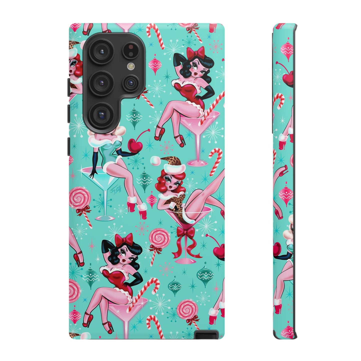 Christmas Candy Martini Pinup Girls • Tough Phone Case