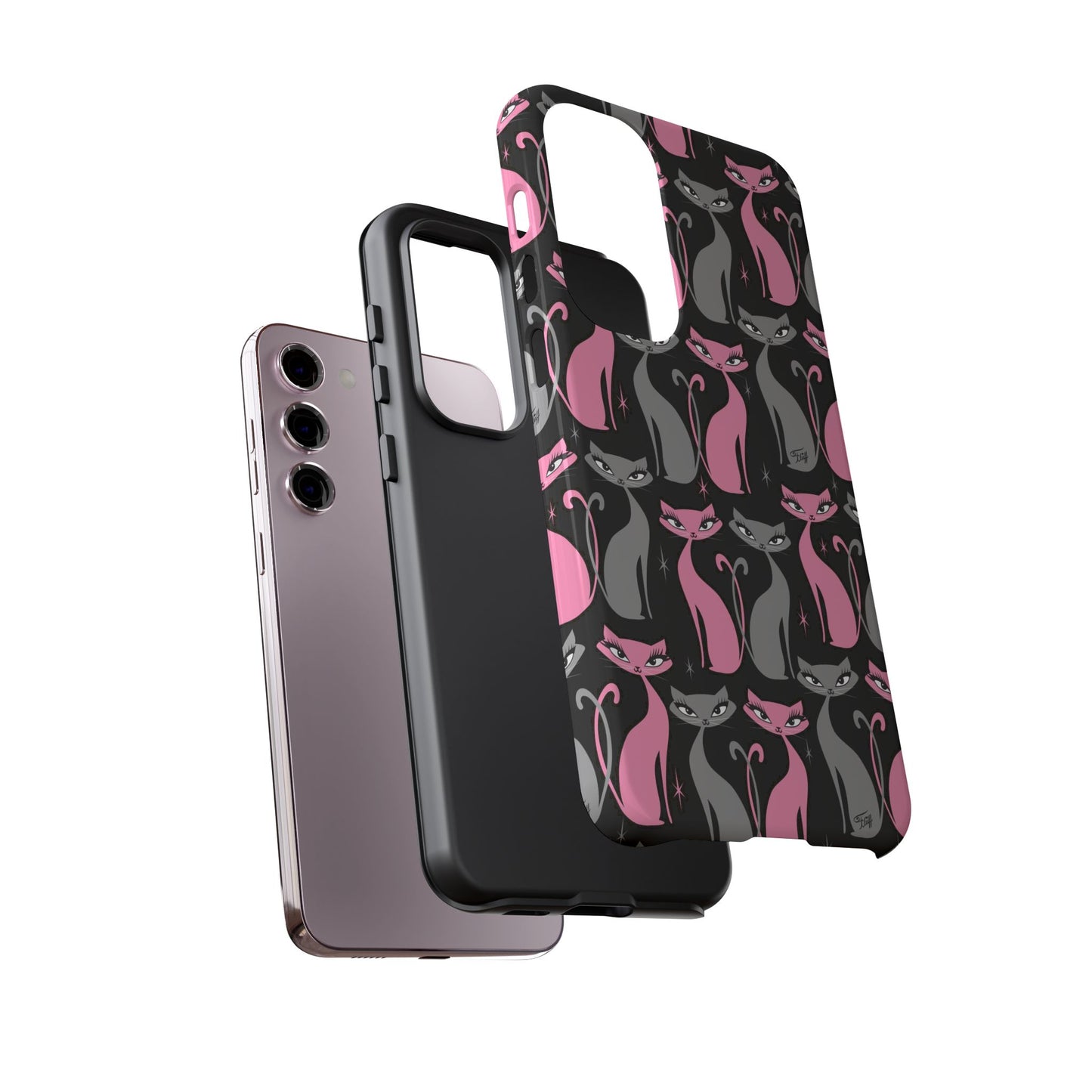 Mod Love Cats on Black • Tough Phone Case