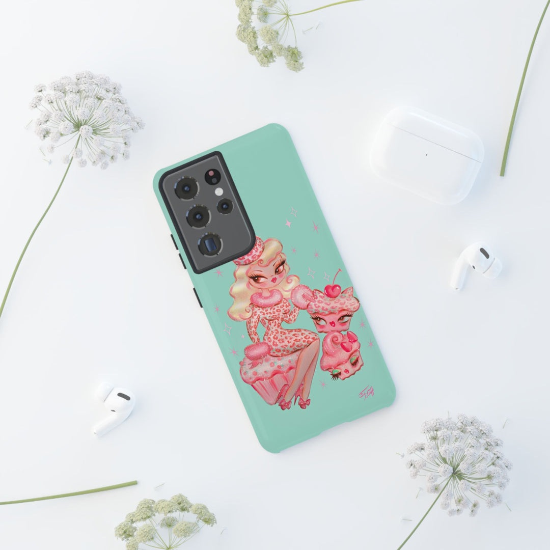 Leopard and Pink Cupcake Girl • Tough Phone Case