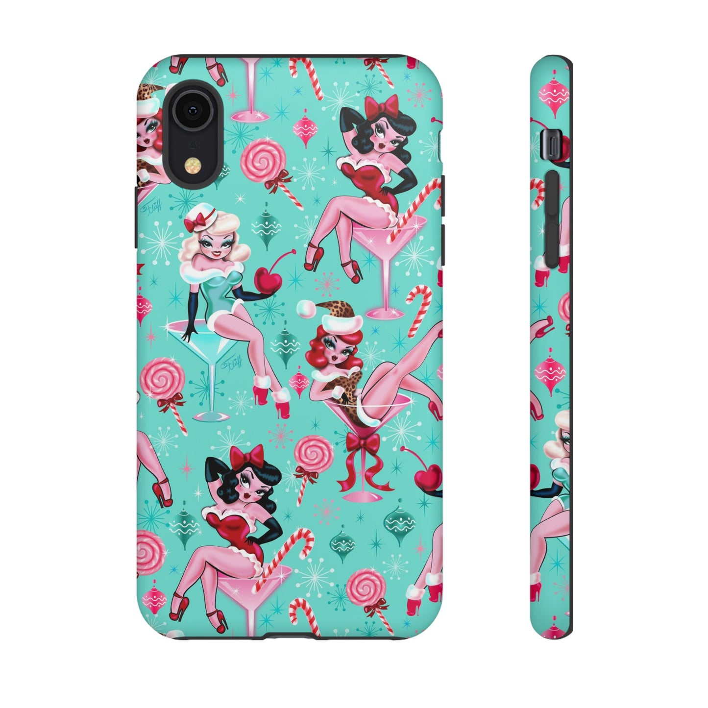 Christmas Candy Martini Pinup Girls • Tough Phone Case