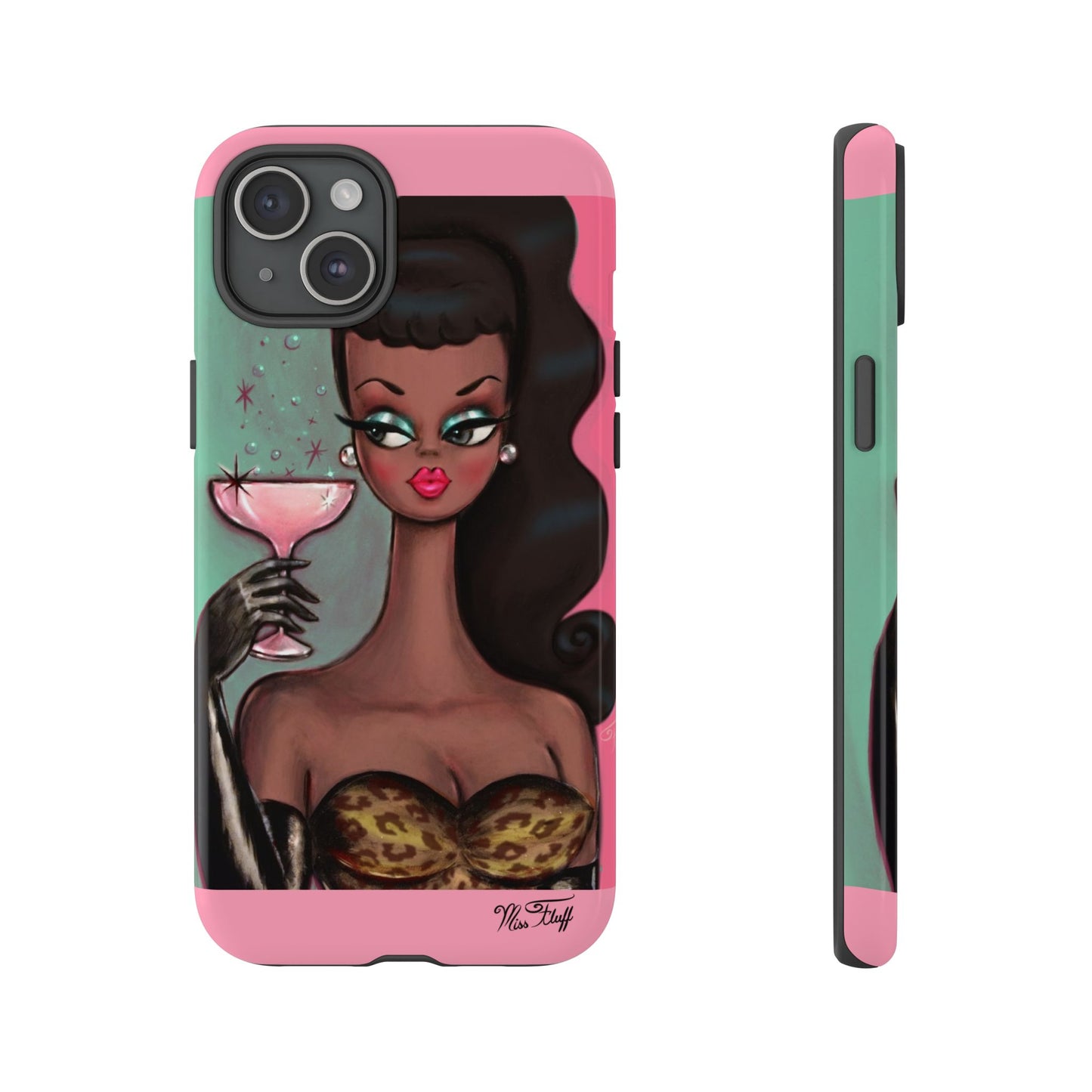 Brunette with Pink Champagne • Tough Phone Case