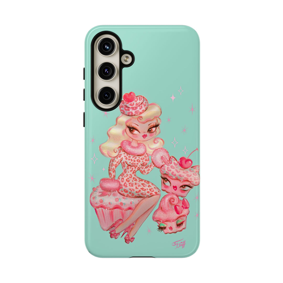 Leopard and Pink Cupcake Girl • Tough Phone Case