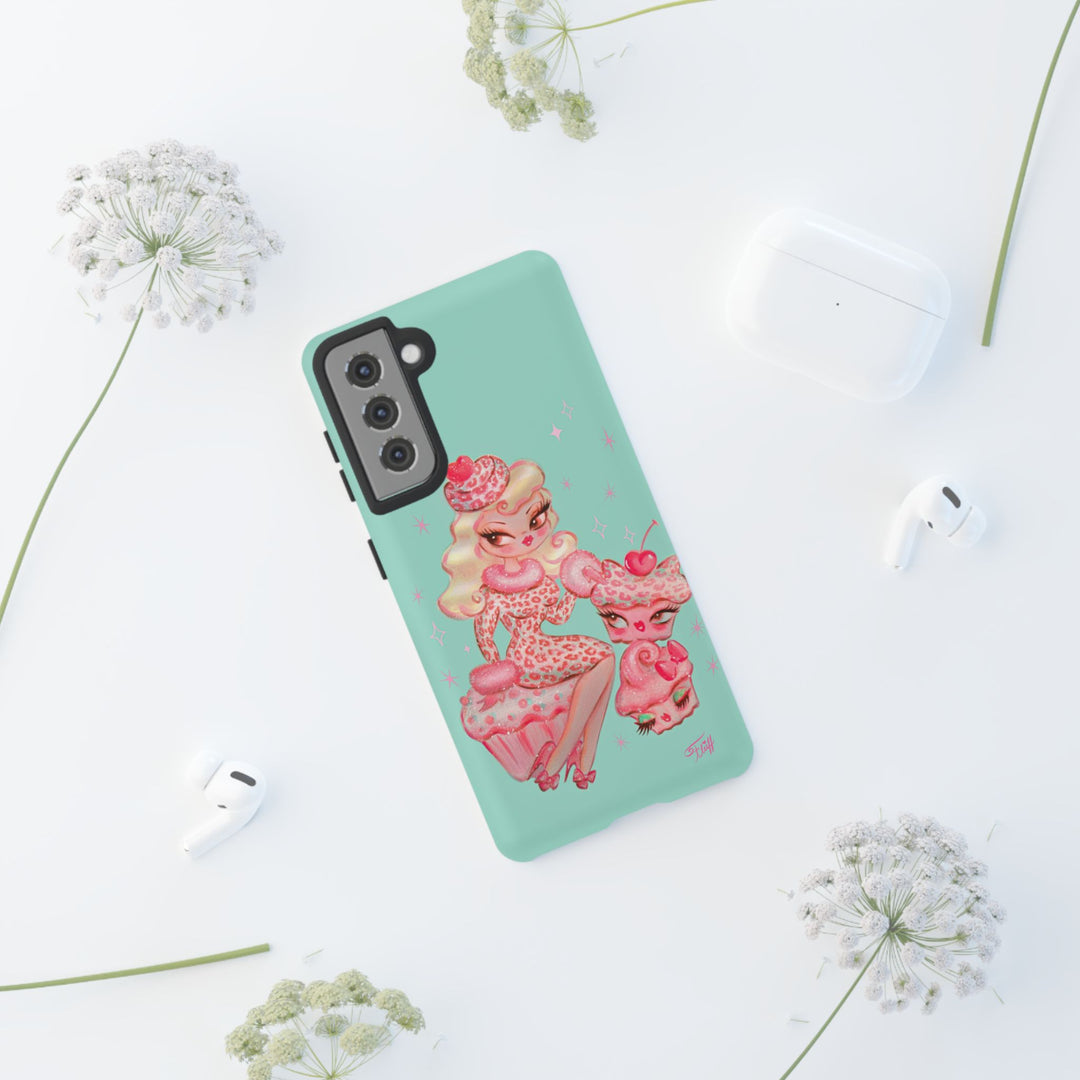 Leopard and Pink Cupcake Girl • Tough Phone Case