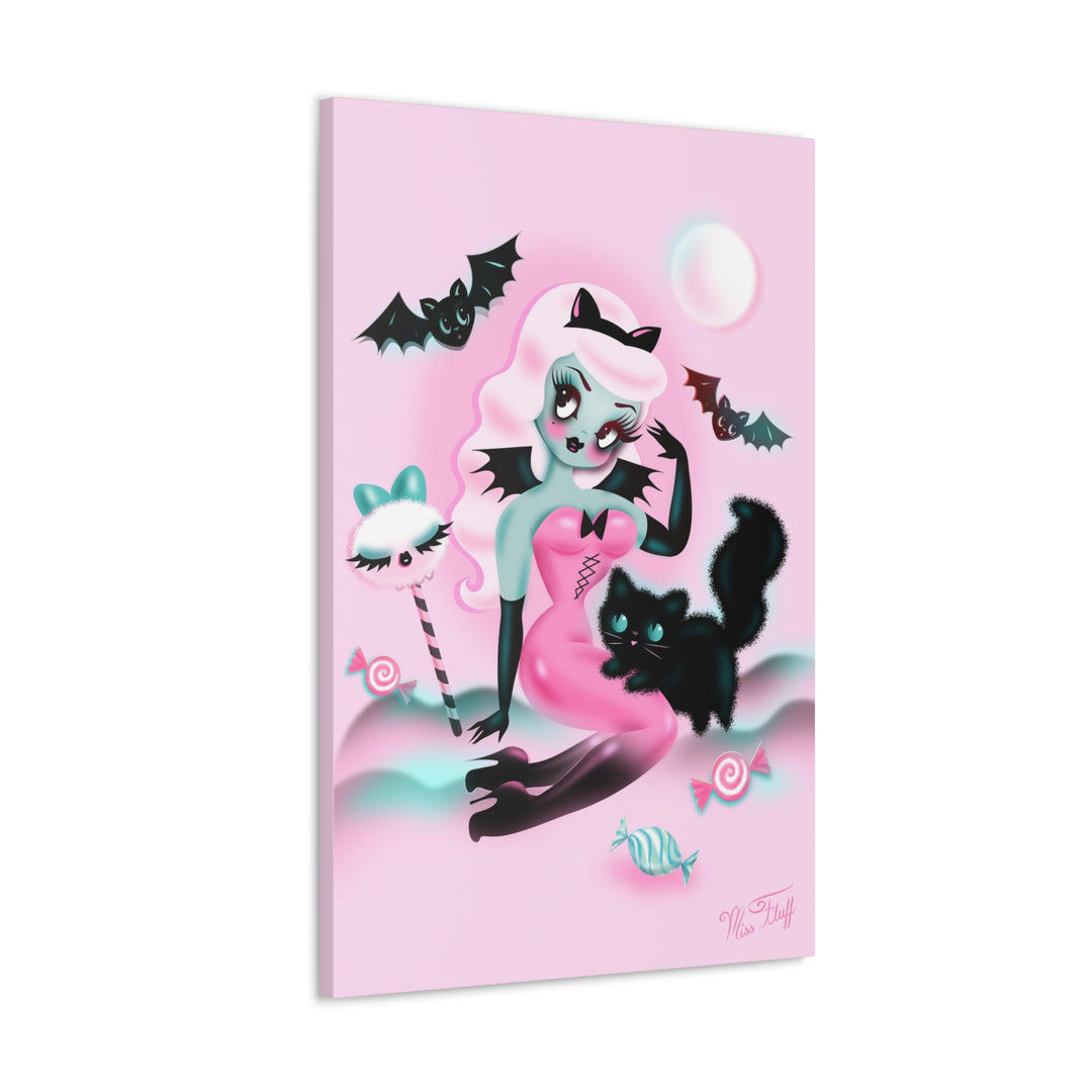 Pastel Candy Vampire with Kitty • Canvas Gallery Wrap