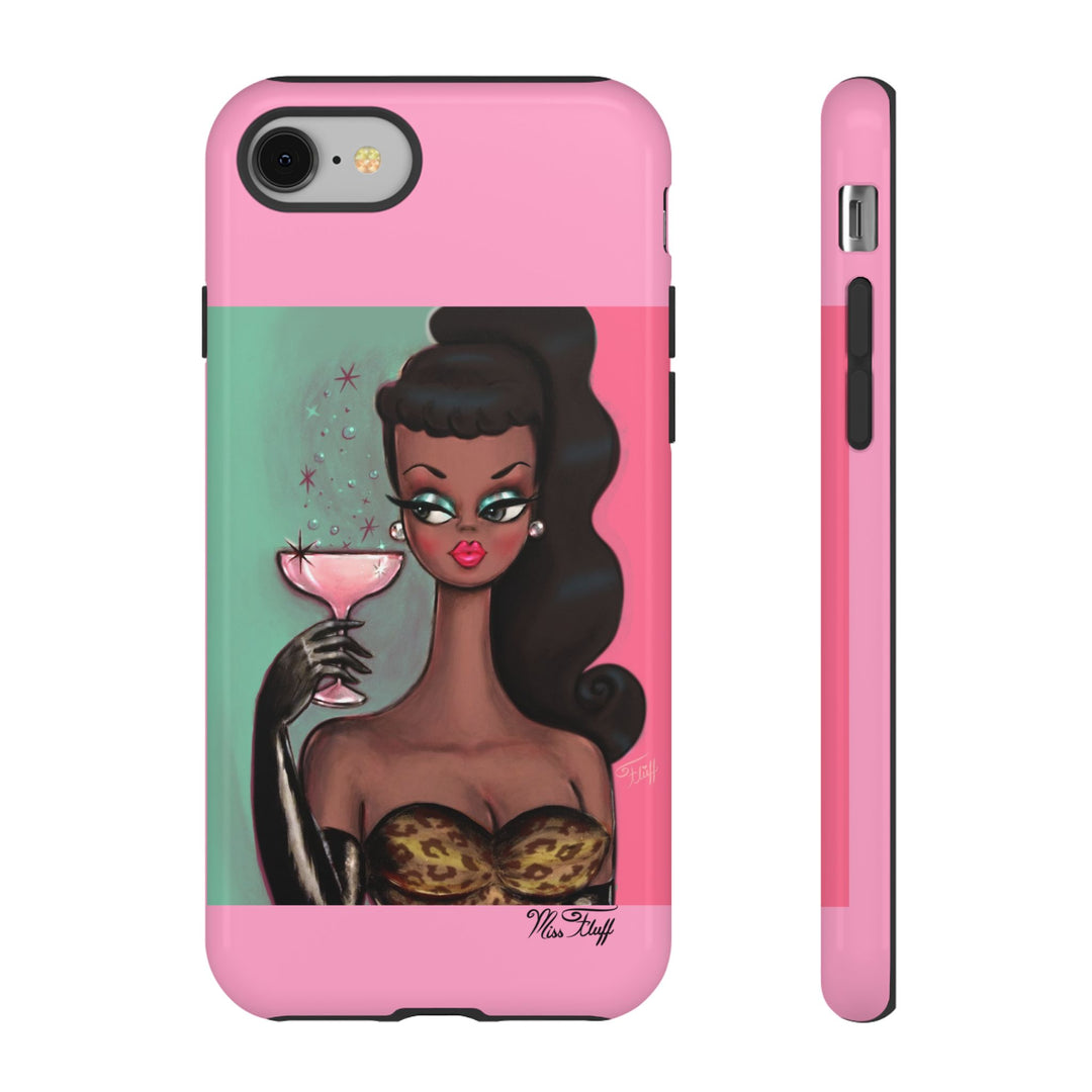 Brunette with Pink Champagne • Tough Phone Case