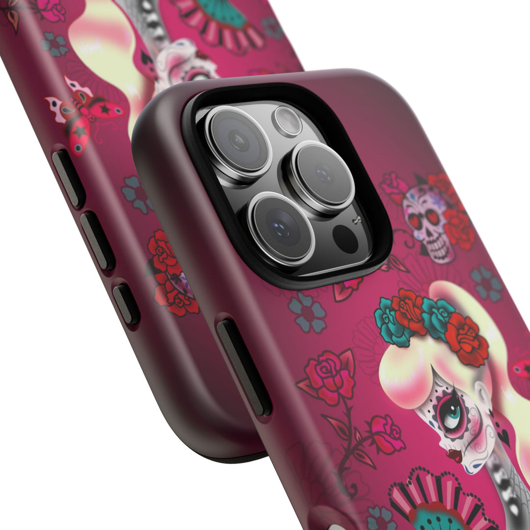 Blonde Sugar Skull Pinup Girl • Tough Phone Case