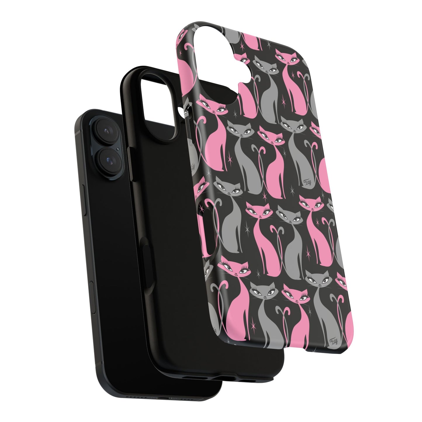 Mod Love Cats on Black • Tough Phone Case