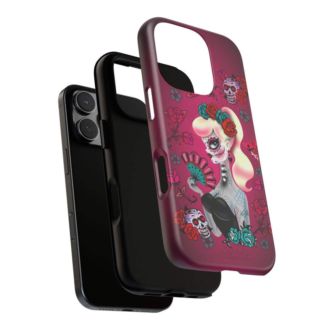 Blonde Sugar Skull Pinup Girl • Tough Phone Case