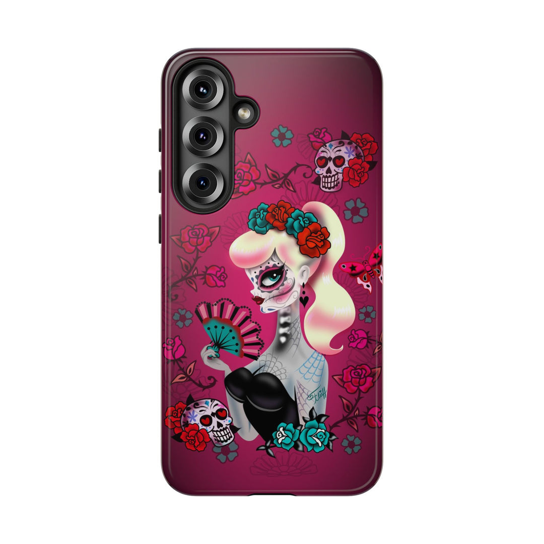 Blonde Sugar Skull Pinup Girl • Tough Phone Case